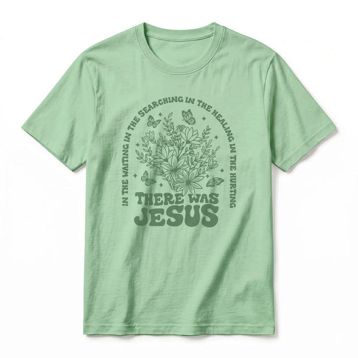 Christianartworkshop "There Was Jesus" Floral & Butterfly Premium Short Sleeve T-Shirt - image 23