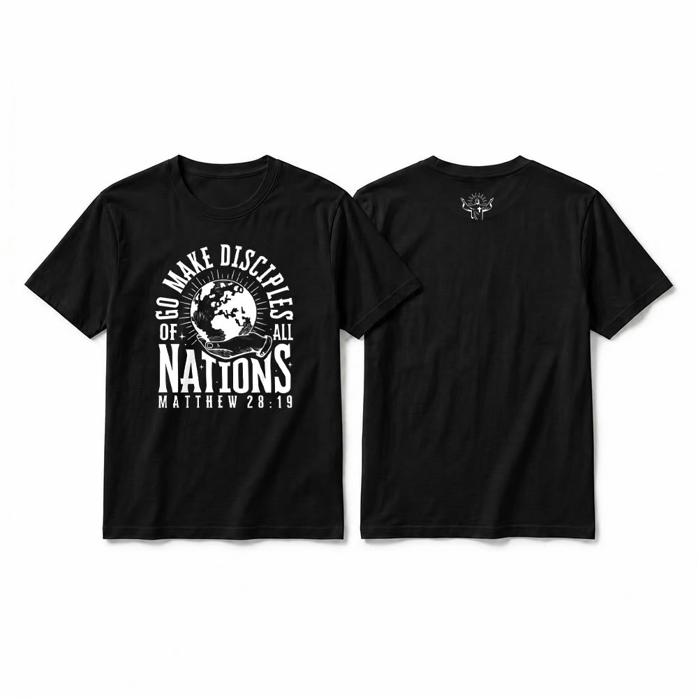 Christianartworkshop "Go Make Disciples of All Nations Matthew 28:19" Premium Short Sleeve T-Shirt - Black - 2XL - image 1
