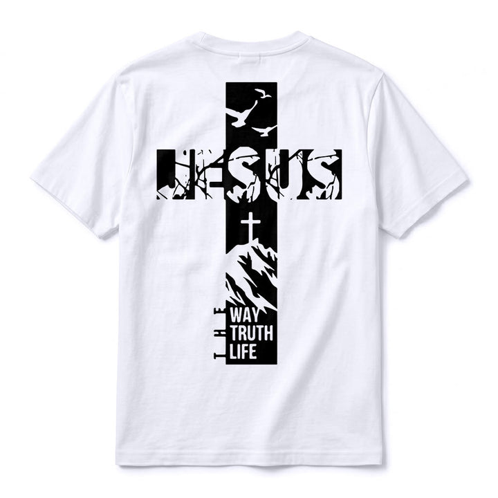 Christianartworkshop "JESUS" Mountain Cross Premium Short Sleeve T-Shirt - image 9