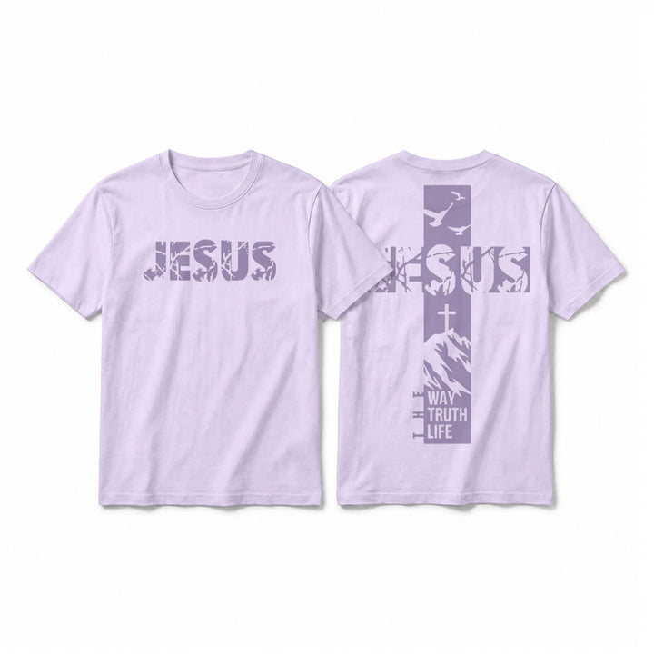 Christianartworkshop "JESUS" Mountain Cross Premium Short Sleeve T-Shirt - Purple - 2XL - image 16