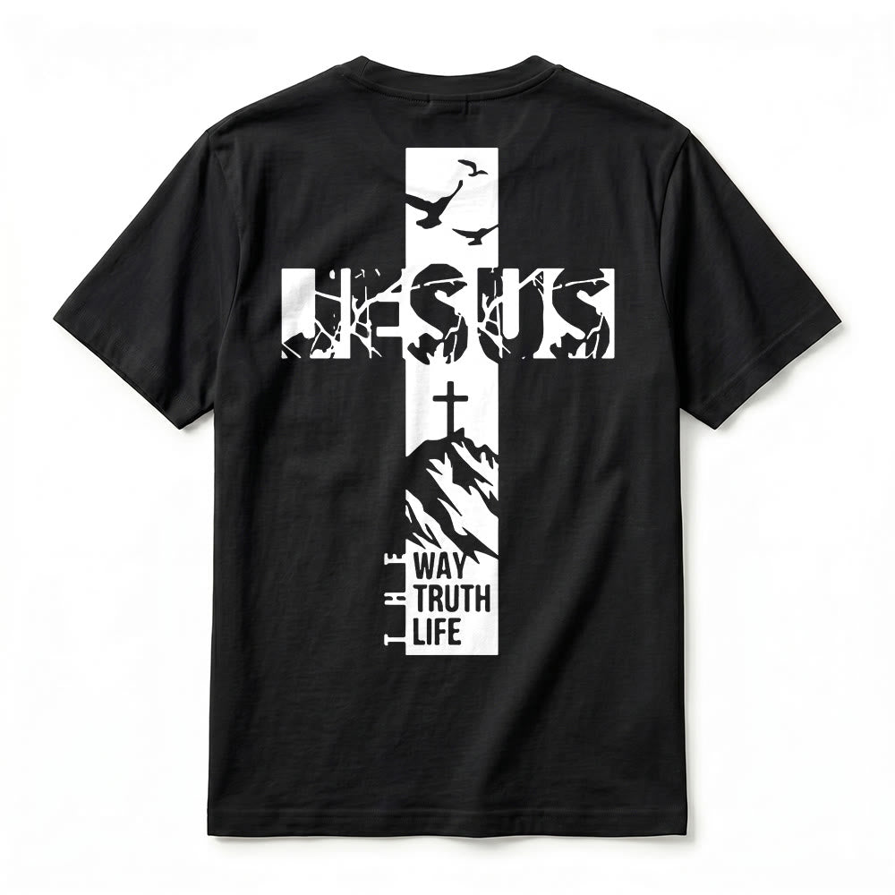 Christianartworkshop "JESUS" Mountain Cross Premium Short Sleeve T-Shirt - image 6