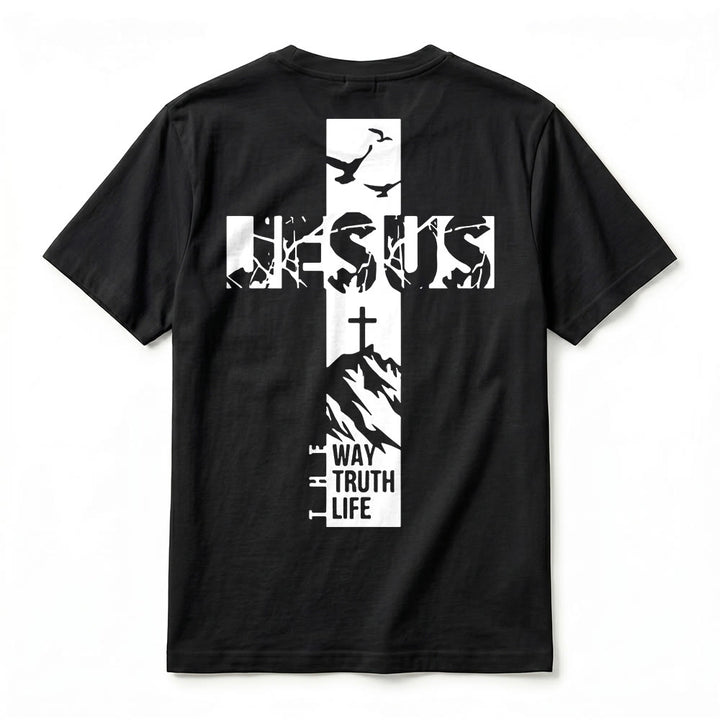 Christianartworkshop "JESUS" Mountain Cross Premium Short Sleeve T-Shirt - image 6