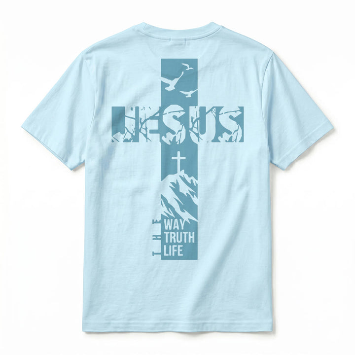 Christianartworkshop "JESUS" Mountain Cross Premium Short Sleeve T-Shirt - image 15