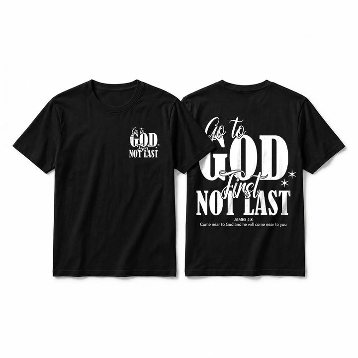 Christianartworkshop "Go to God First" Faith Reminder Premium Short Sleeve T-Shirt - Black - 2XL - image 10