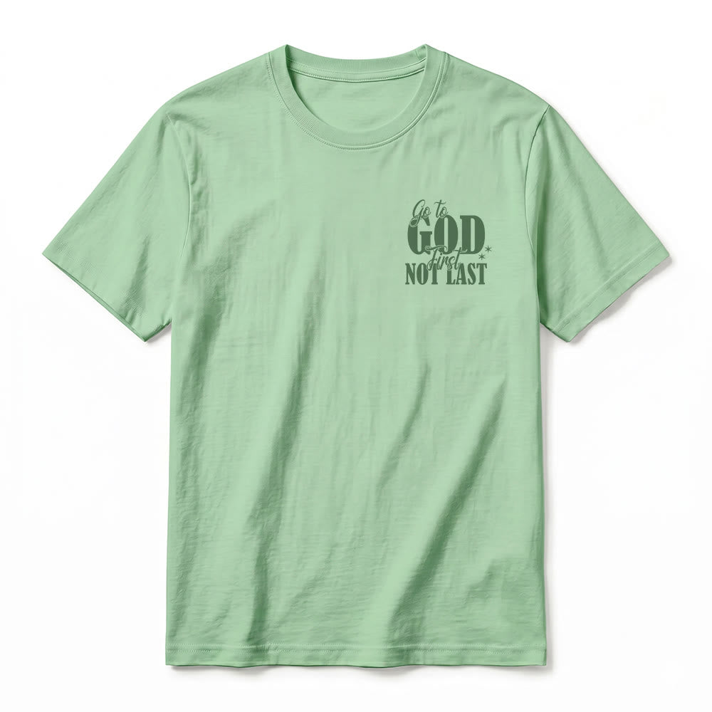 Christianartworkshop "Go to God First" Faith Reminder Premium Short Sleeve T-Shirt - image 26
