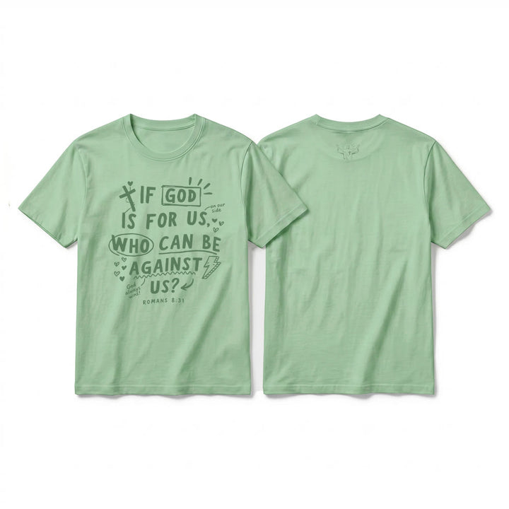Christianartworkshop "If God Is For Us Who Can Be Against Us Romans 8:31" Premium Short Sleeve T-Shirt - Light Green - 2XL - image 22