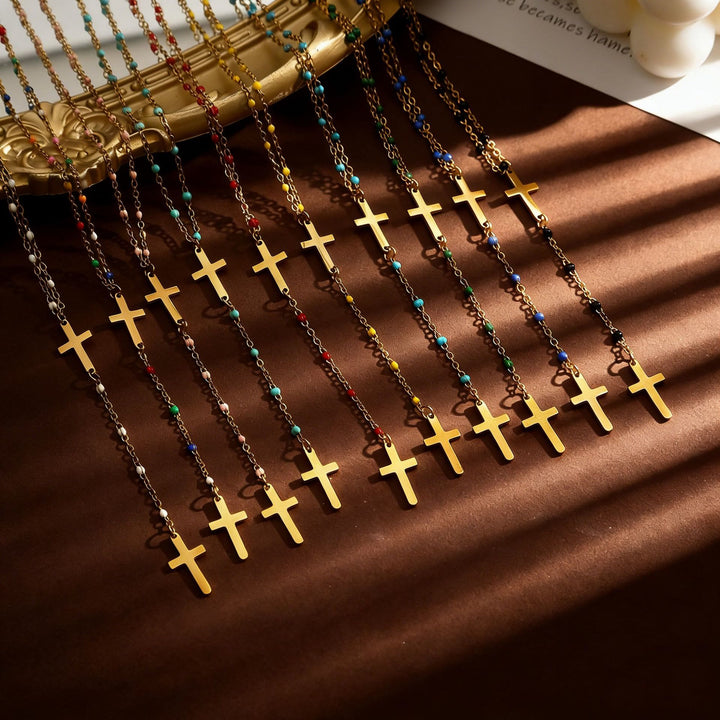 Christianartworkshop Layered Cross Drop Necklace: Embodying Steadfast Grace and Heavenly Blessing - image 3