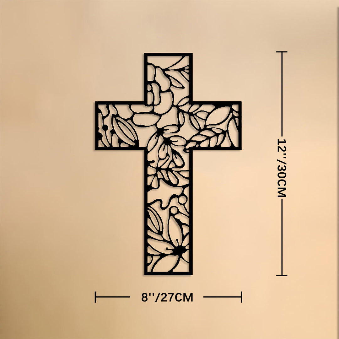 Christianartworkshop Floral Hollow Cross Metal Wall Decor: Emblem of Eternal Hope and Grace - 12''*10.6''*0.04''/30*27*0.1cm - image 5