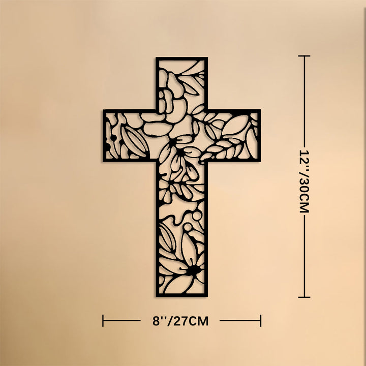 Christianartworkshop Floral Hollow Cross Metal Wall Decor: Emblem of Eternal Hope and Grace - 12''*10.6''*0.04''/30*27*0.1cm - image 5