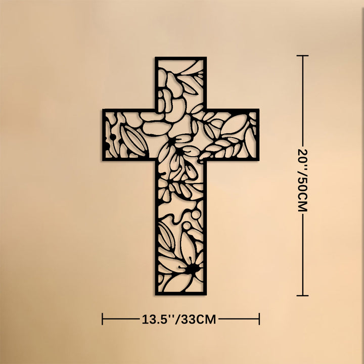 Christianartworkshop Floral Hollow Cross Metal Wall Decor: Emblem of Eternal Hope and Grace - 20''*13.5''*0.05''/50*33*0.12cm - image 7