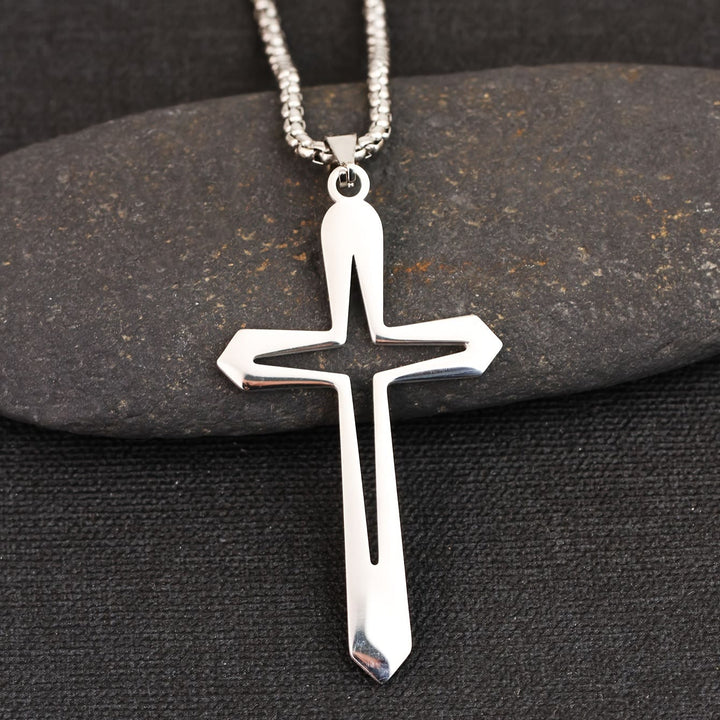 Christianartworkshop Sleek Contoured Cross Charm Necklace: Embodying Steadfast Grace and Heavenly Blessing - image 3