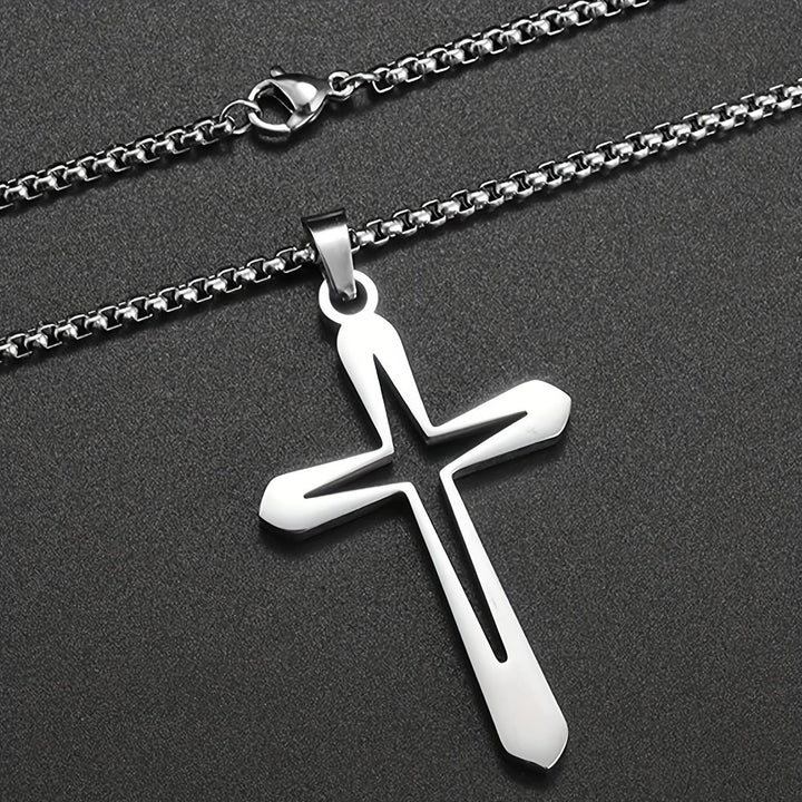 Christianartworkshop Sleek Contoured Cross Charm Necklace: Embodying Steadfast Grace and Heavenly Blessing - image 5