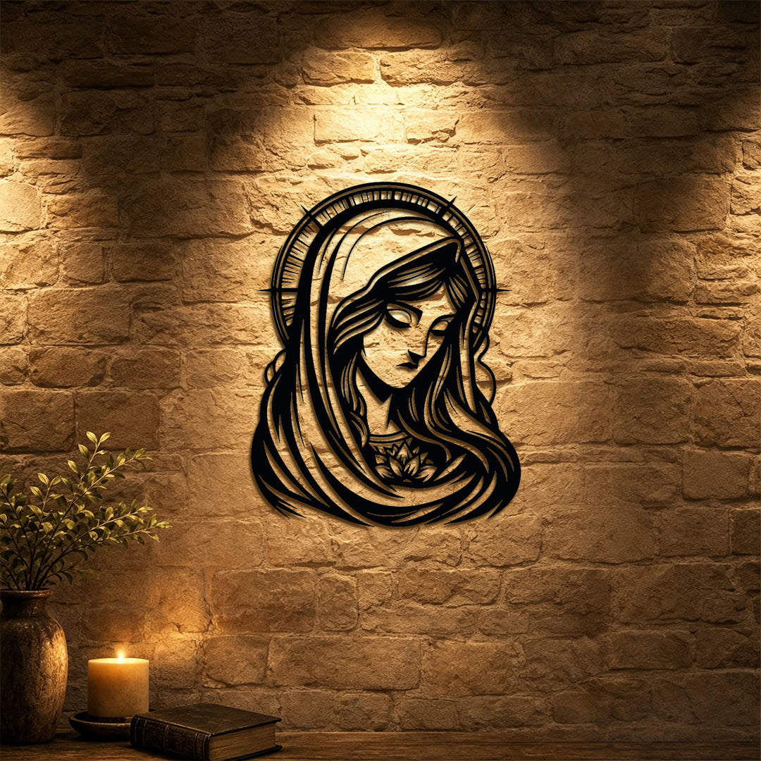 Christianartworkshop Serene Our Lady Halo Metal Wall Art: Emblem of Tender Maternal Grace - image 2