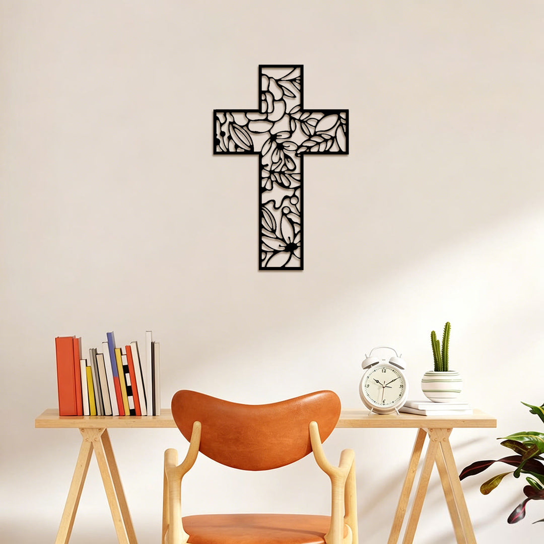 Christianartworkshop Floral Hollow Cross Metal Wall Decor: Emblem of Eternal Hope and Grace - image 4