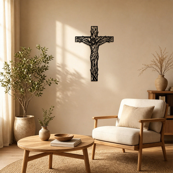 Christianartworkshop Vine Woven Crucifix Metal Wall Decor: Emblem of Redemption and Eternal Life - image 1