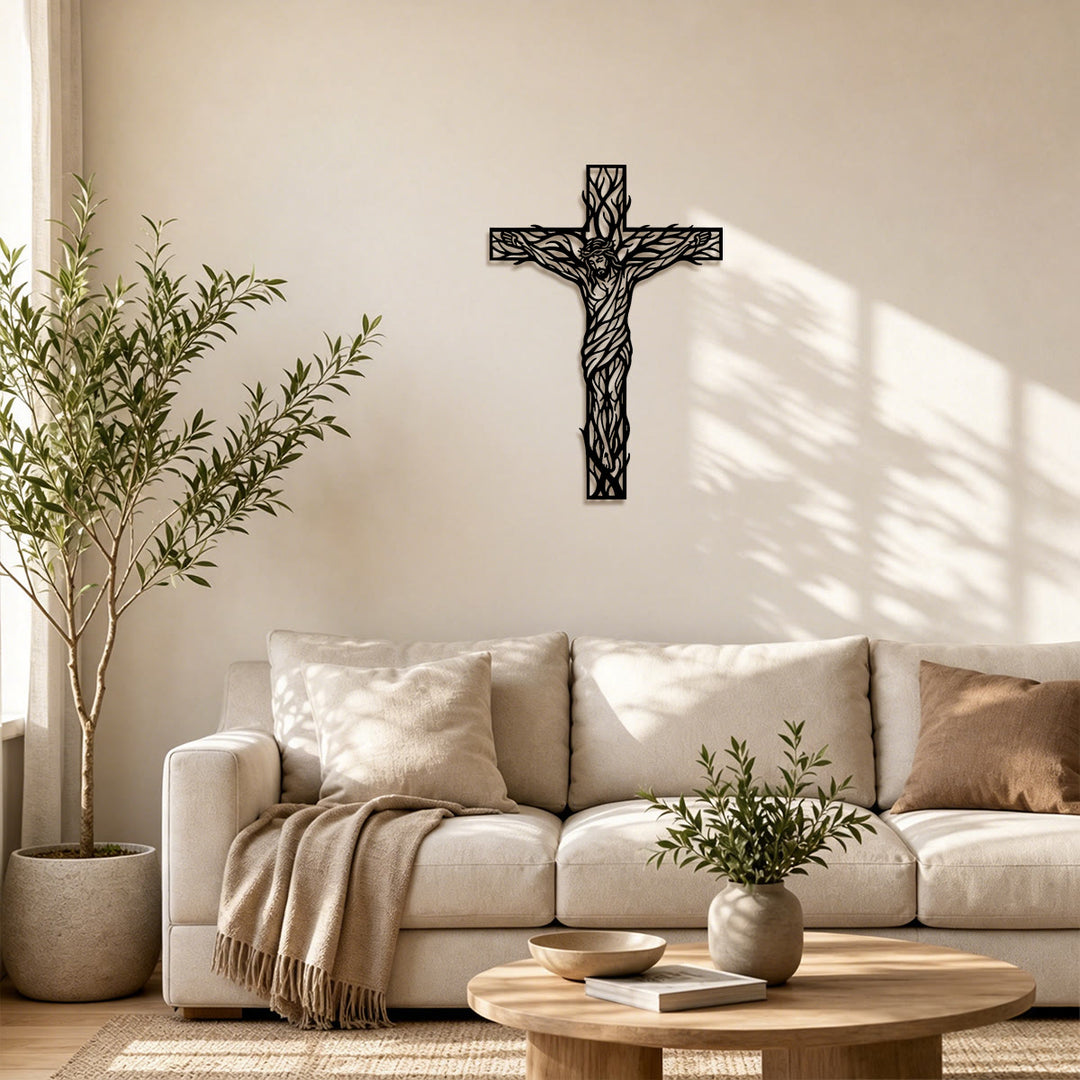 Christianartworkshop Vine Woven Crucifix Metal Wall Decor: Emblem of Redemption and Eternal Life - image 2