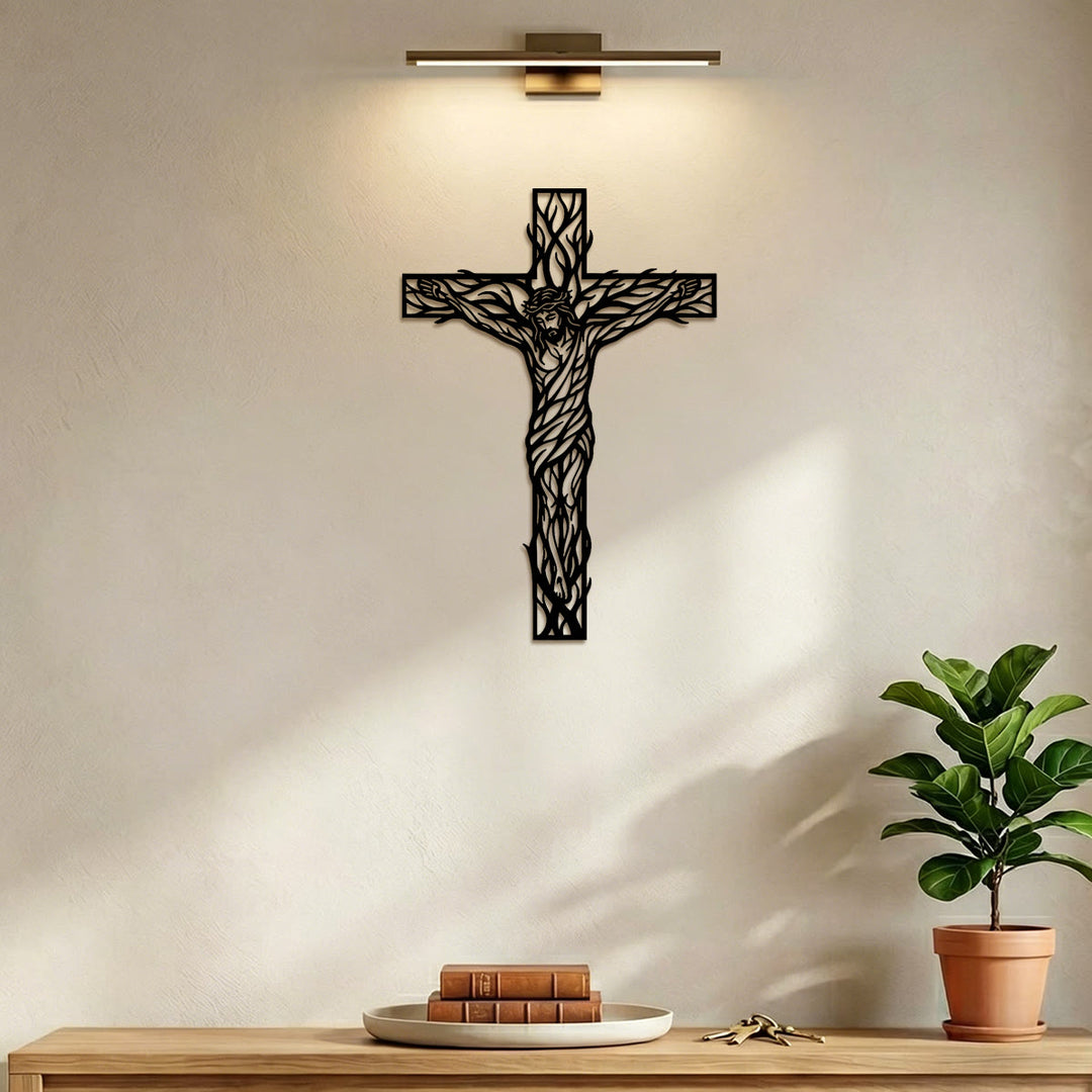 Christianartworkshop Vine Woven Crucifix Metal Wall Decor: Emblem of Redemption and Eternal Life - image 3