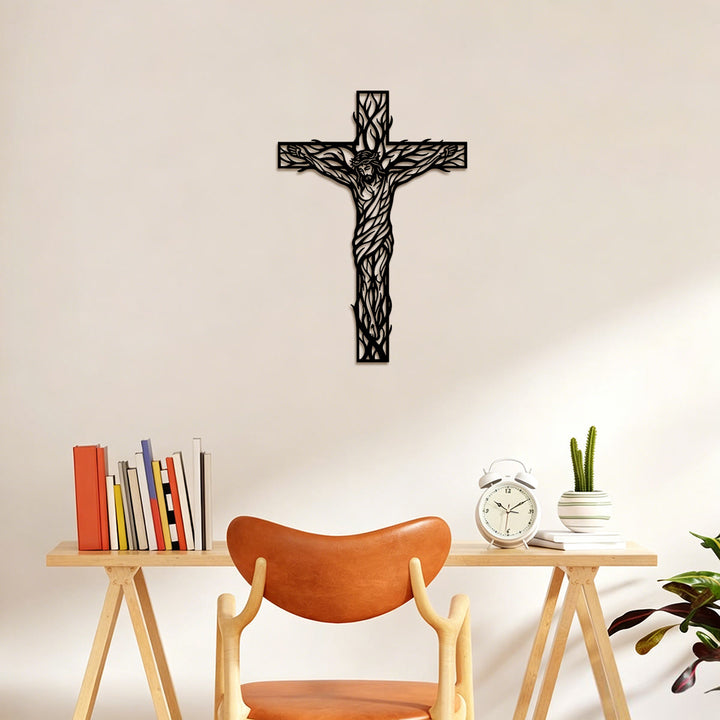 Christianartworkshop Vine Woven Crucifix Metal Wall Decor: Emblem of Redemption and Eternal Life - image 4