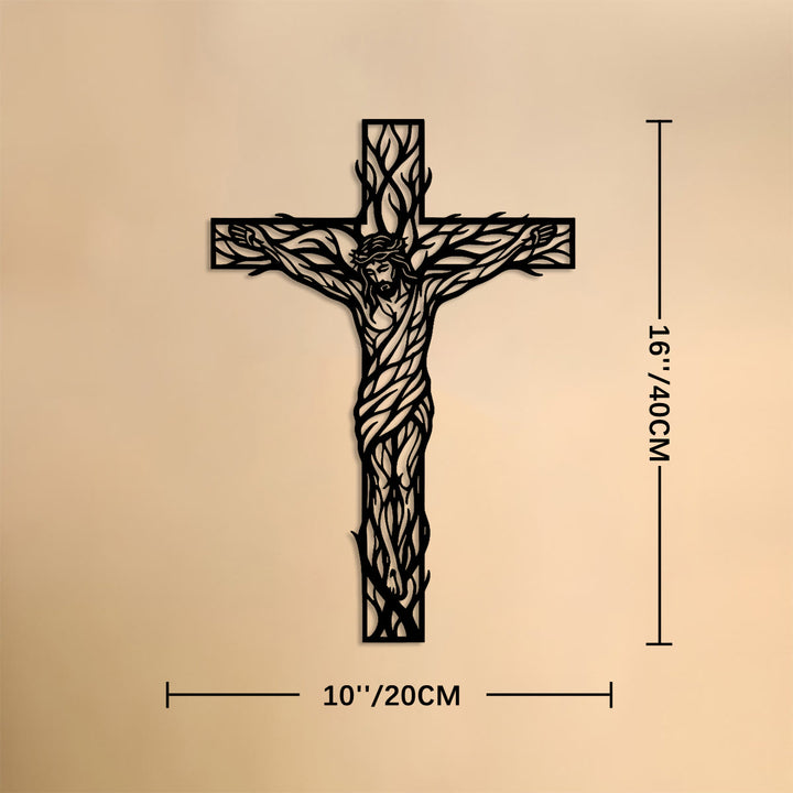 Christianartworkshop Vine Woven Crucifix Metal Wall Decor: Emblem of Redemption and Eternal Life - 16''*8''*0.04''/40*20*0.1cm - image 6