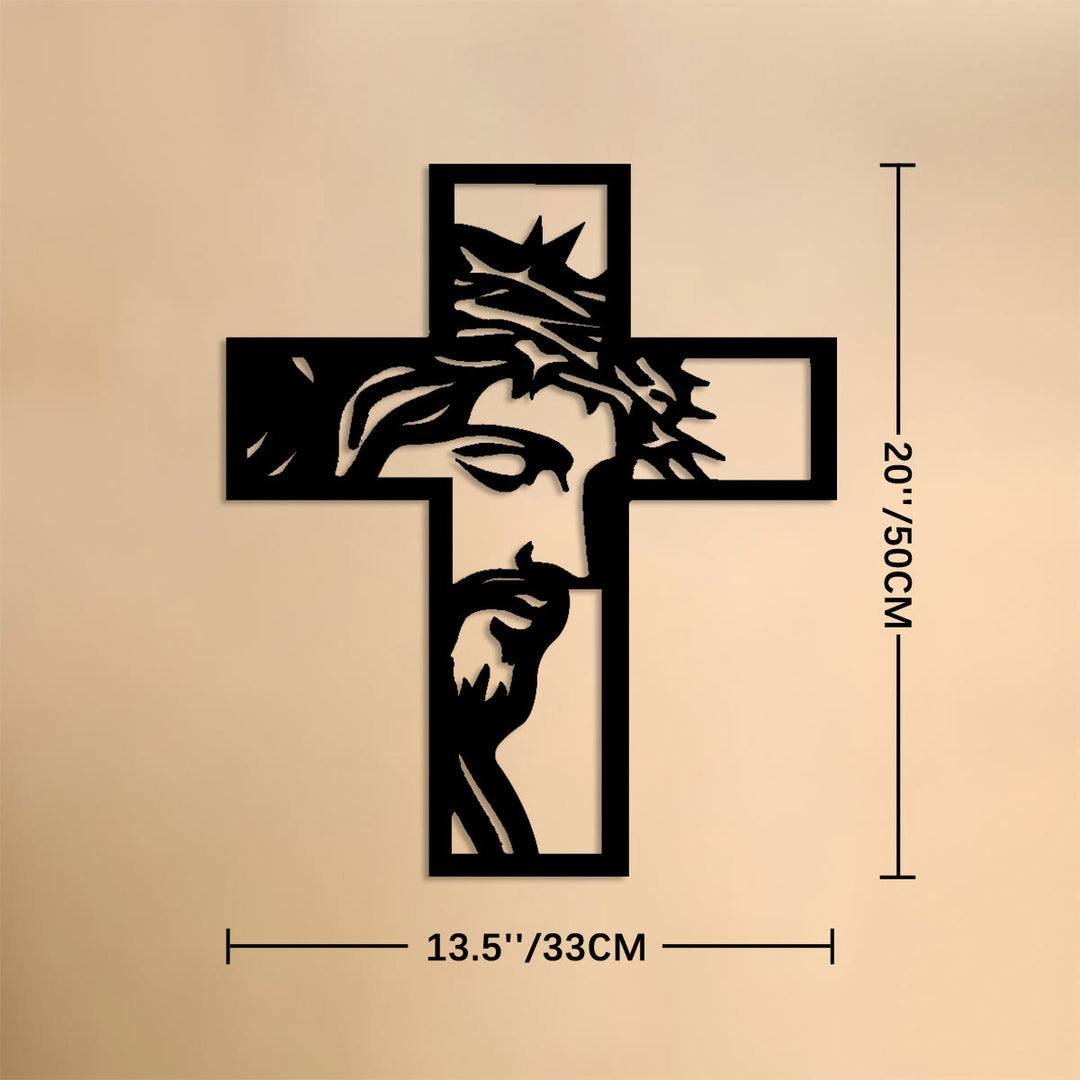 Christianartworkshop Thorn-Crowned Contemplative Jesus Cross Metal Wall Decor: Emblem of Sacrifice and Mercy - 16''*10.5''*0.04''/40*26.7*0.1cm - image 6