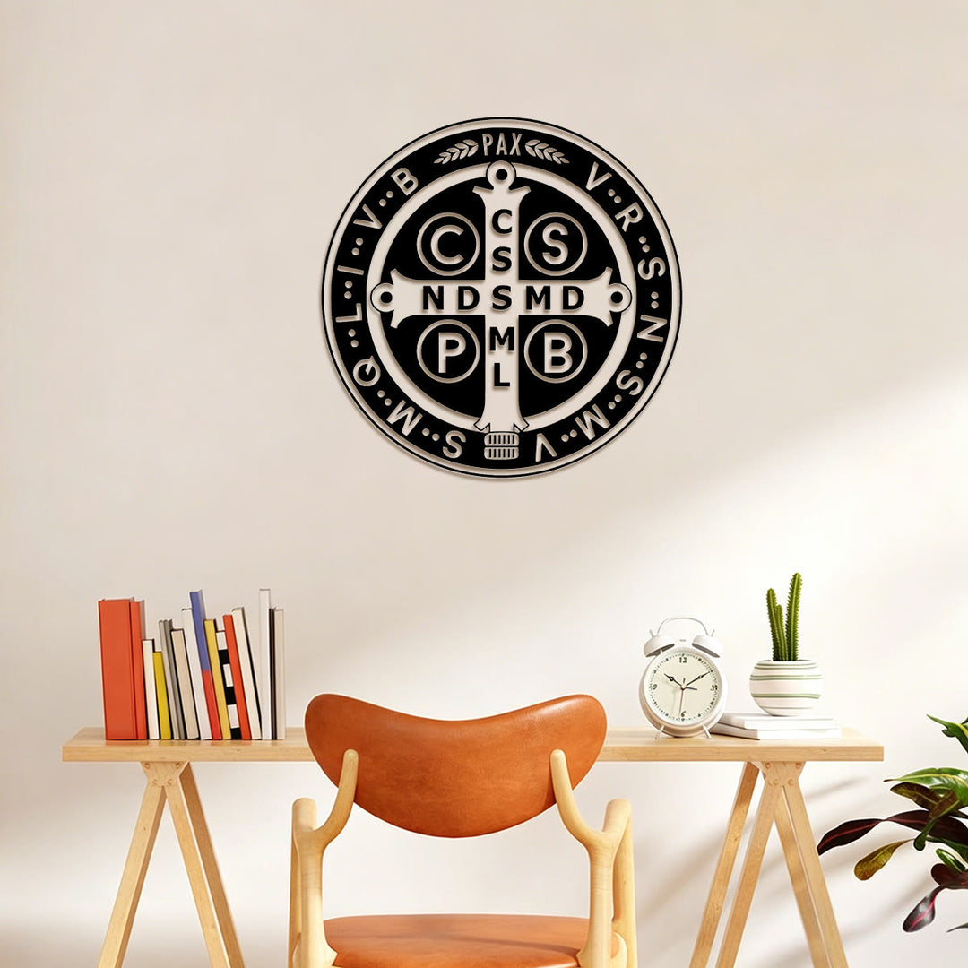 Christianartworkshop Classic Medal Style St.Benedict Circular Metal Decor: Timeless Token of Spiritual Protection - image 4