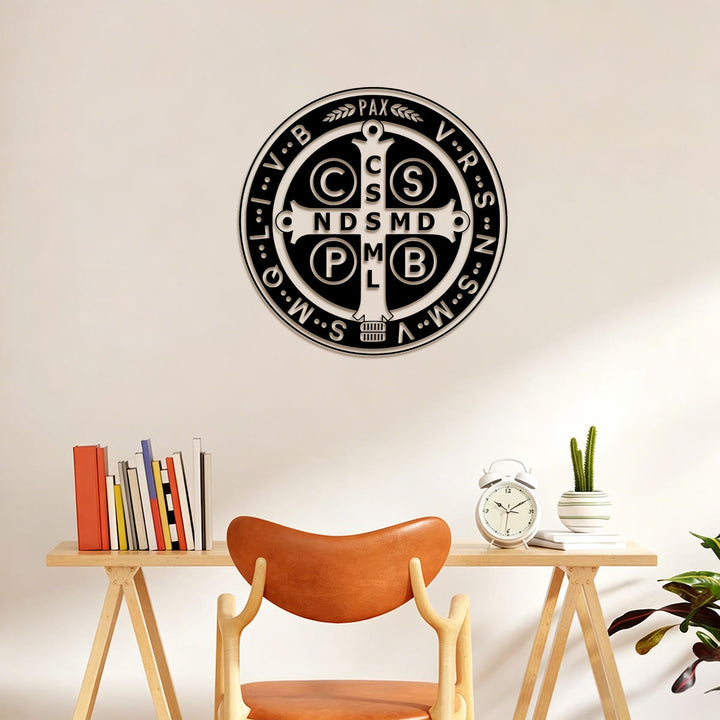 Christianartworkshop Classic Medal Style St.Benedict Circular Metal Decor: Timeless Token of Spiritual Protection - image 4