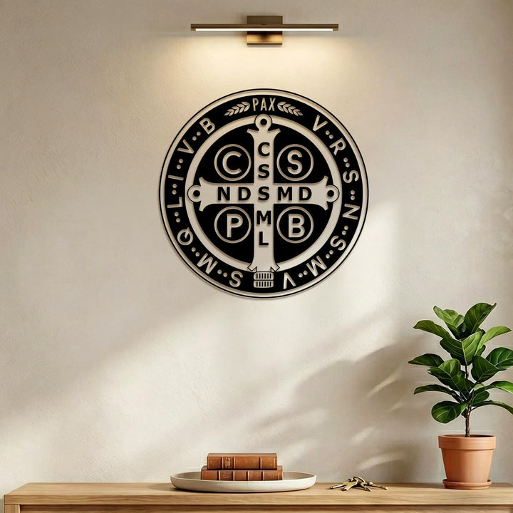 Christianartworkshop Classic Medal Style St.Benedict Circular Metal Decor: Timeless Token of Spiritual Protection - image 3