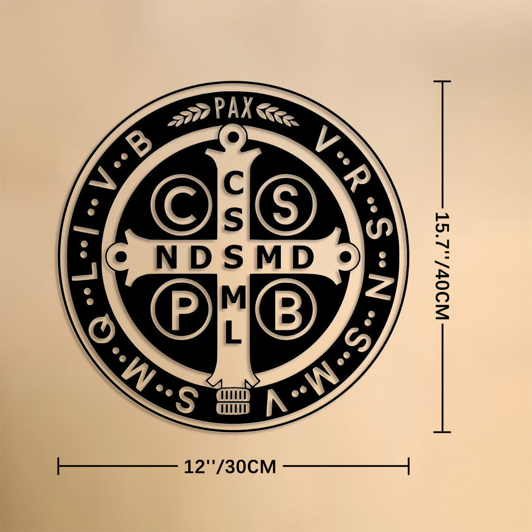 Christianartworkshop Classic Medal Style St.Benedict Circular Metal Decor: Timeless Token of Spiritual Protection - 15.75''*15.75''*0.4''/40*40*0.1cm - image 6