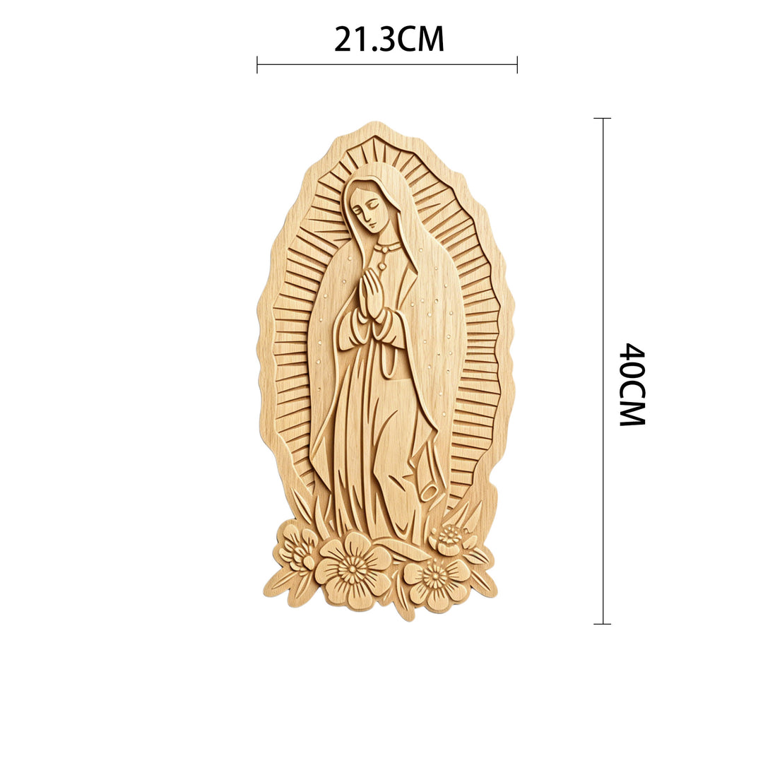 Christianartworkshop Radiant Halo Our Lady of Guadalupe Wooden Wall Plaque: Emblem of Gentle Protection - 8.39''*15.75''*0.2''/21.3*40*0.5cm - image 5