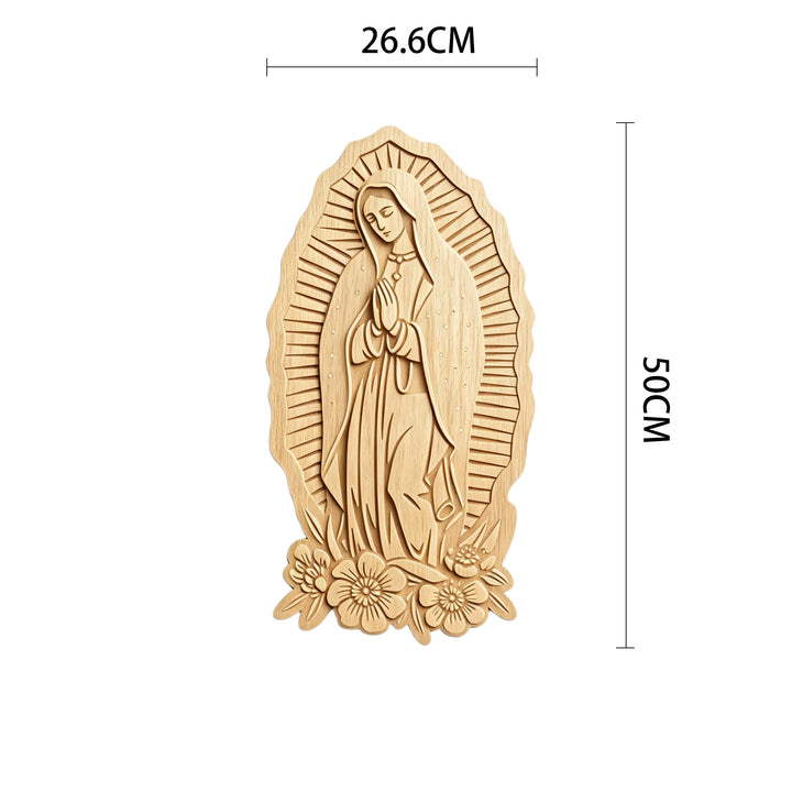 Christianartworkshop Radiant Halo Our Lady of Guadalupe Wooden Wall Plaque: Emblem of Gentle Protection - 10.47''*19.69''*0.2''/26.6*50*0.5cm - image 6
