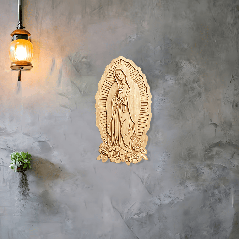 Christianartworkshop Radiant Halo Our Lady of Guadalupe Wooden Wall Plaque: Emblem of Gentle Protection - image 1