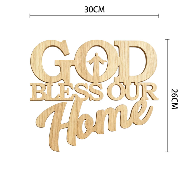 Christianartworkshop Silhouette Inlaid God Bless Our Home Wooden Wall Sign: Emblem of Family Blessing - 11.811''*10.24''*0.2''/30*26*0.5cm - image 4