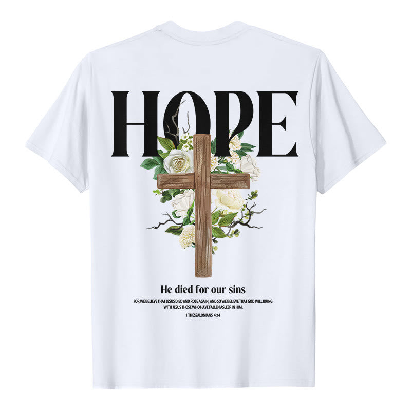 Christianartworkshop Hope Cross Print T-Shirt - White - 2XL - image 1
