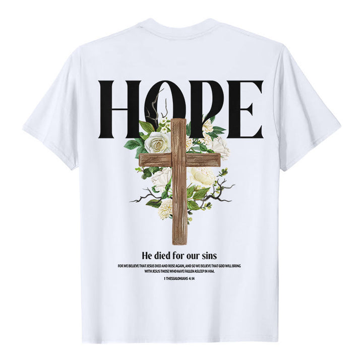 Christianartworkshop Hope Cross Print T-Shirt - White - 2XL - image 1