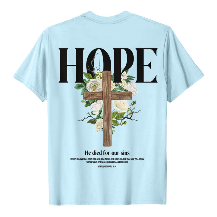 Christianartworkshop Hope Cross Print T-Shirt - Blue - 2XL - image 3