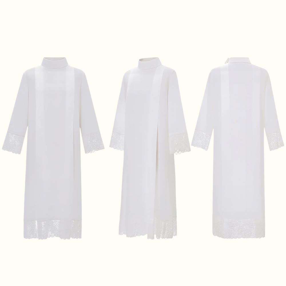 Christianartworkshop White Liturgical Alb with Lace Trim for Sacred Ceremonies - image 4