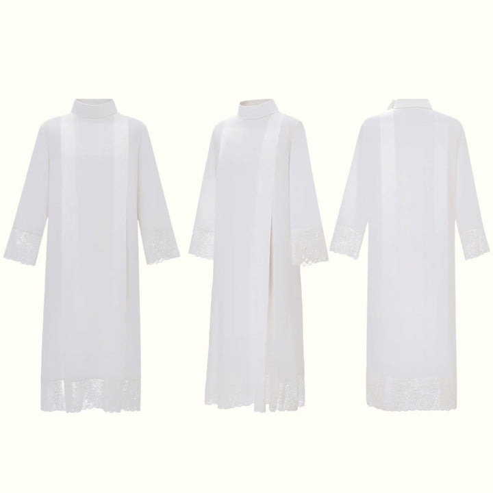 Christianartworkshop White Liturgical Alb with Lace Trim for Sacred Ceremonies - image 4