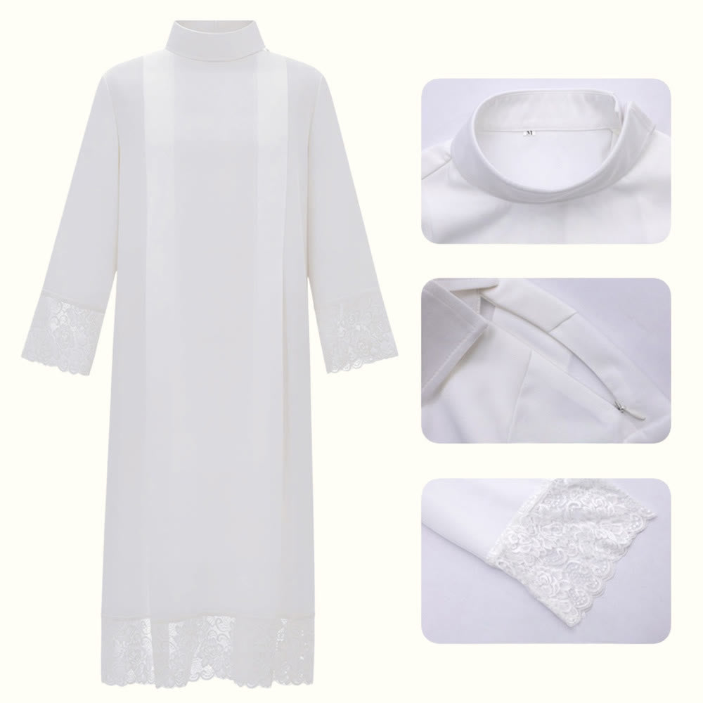 Christianartworkshop White Liturgical Alb with Lace Trim for Sacred Ceremonies - image 3