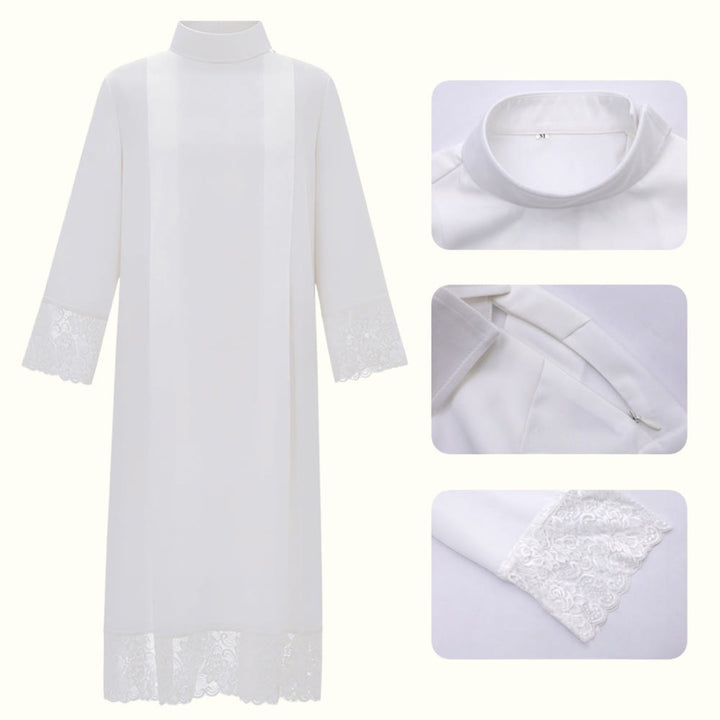 Christianartworkshop White Liturgical Alb with Lace Trim for Sacred Ceremonies - image 3
