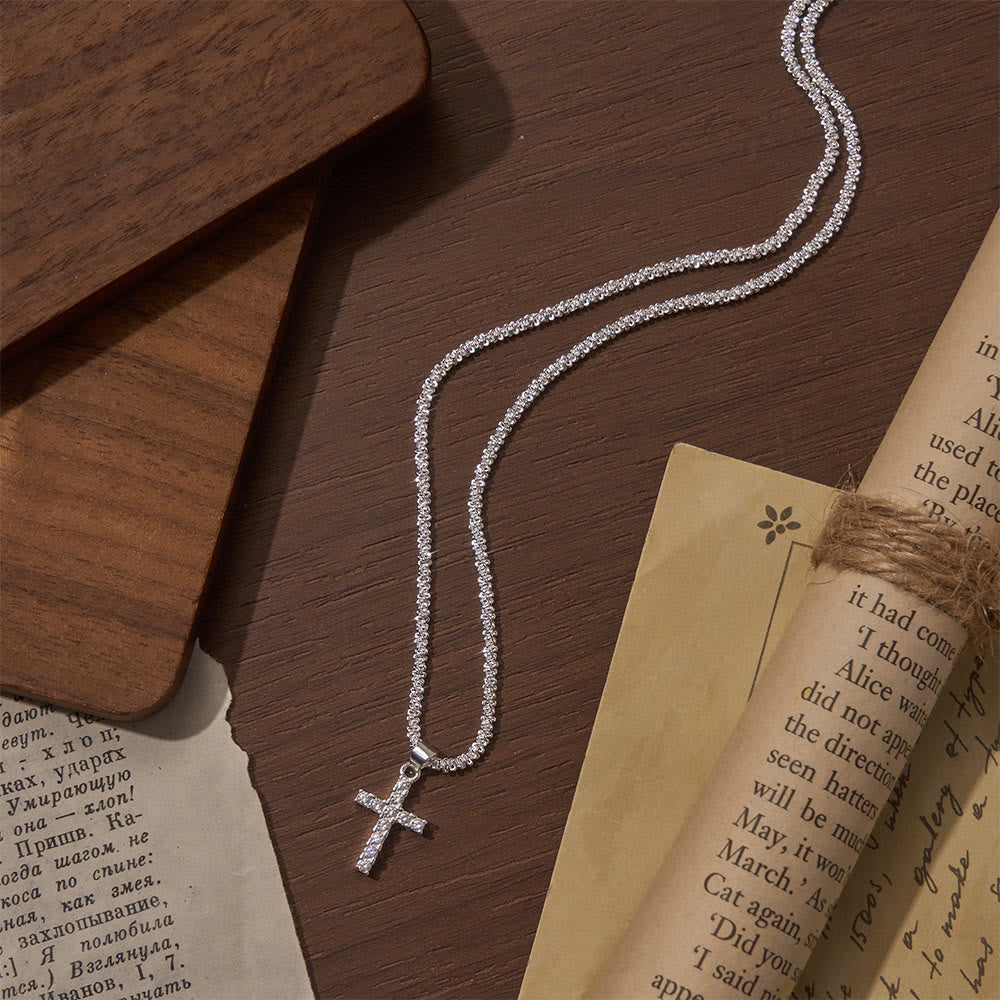 Christianartworkshop Full Pave Zircon Dainty Cross Tennis Chain Matching Necklace & Bracelet - image 4
