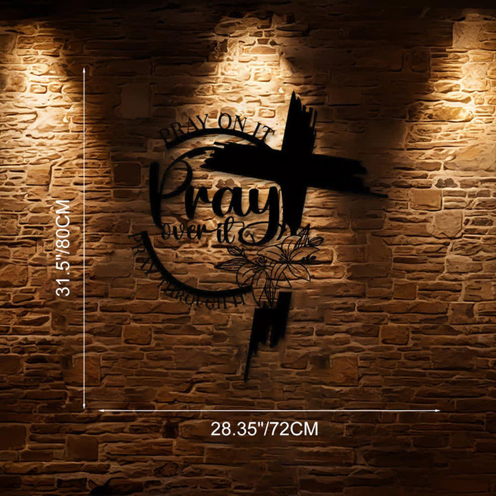 Christianartworkshop Modern Style Pray Over It Quote Inspirational Metal Wall Decor - Black - 28.35"*31.5"*0.047"/72*80*0.12cm - image 11