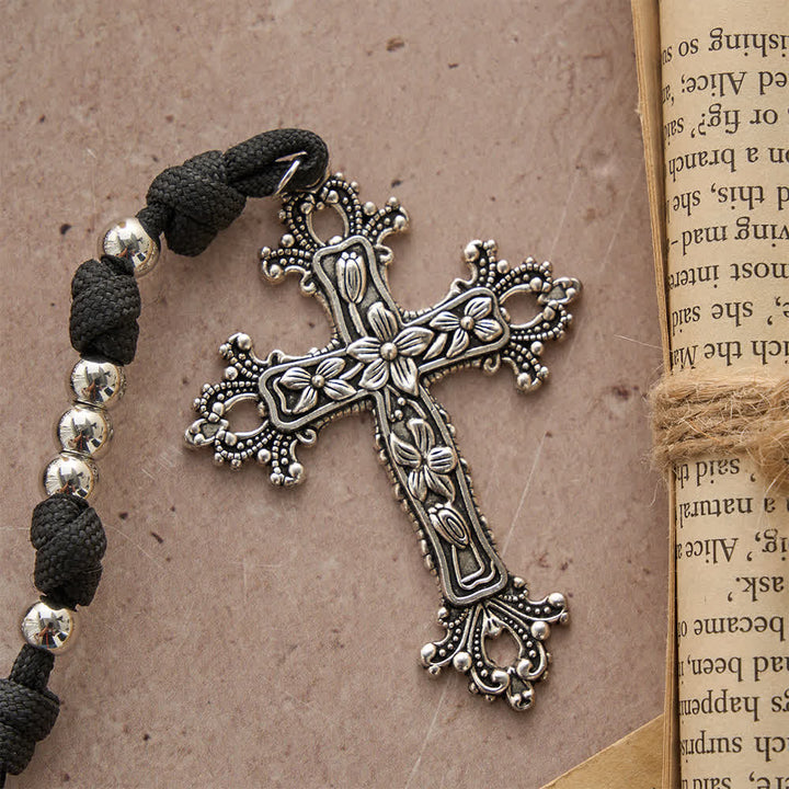 Christianartworkshop Rugged Silver-Toned Paracord 15-Decade Rosary: Carry Our Lady's Grace Wherever You Go - image 8