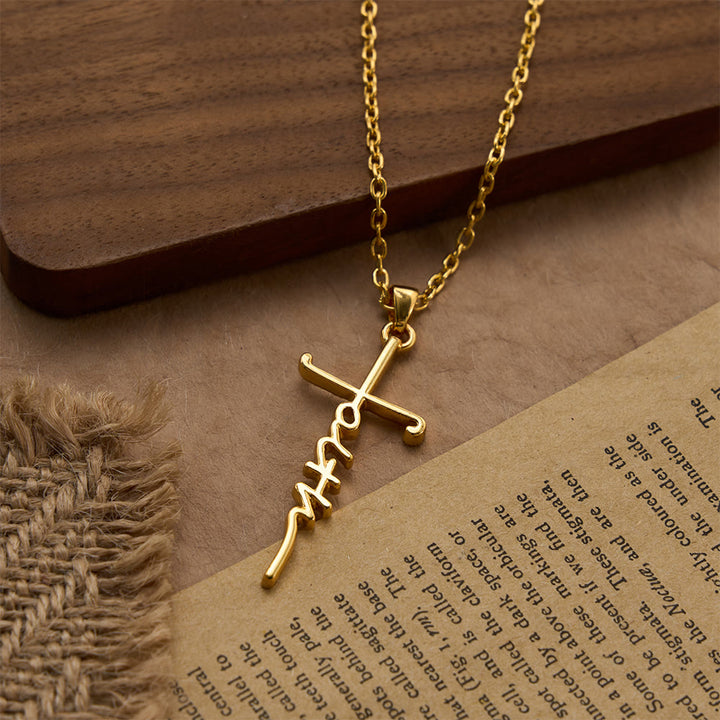 Christianartworkshop Elegant Scripted Faith Cross: Gentle Belief Charm & Daily Wear Jewelry - image 4