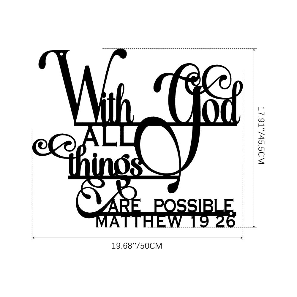 Christianartworkshop Matthew 19:26 With God Metal Wall Decor: Bold Faith for Your Walls - 17.91''*19.68''*0.06''/45.5*50*0.15cm - Black - image 7