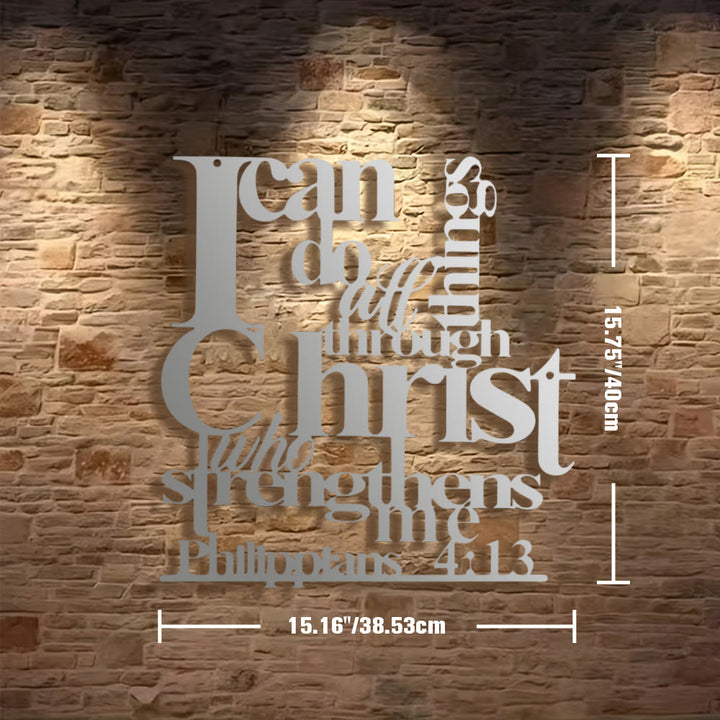 Christianartworkshop Philippians 4:13 I Can Do All Things Metal Wall Decor: Christ’s Strength for Your Walls - 15.16"*15.75"*0.04" / 38.53*40*0.1cm - Silver - image 15