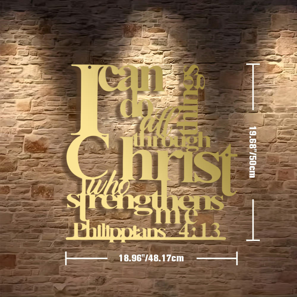 Christianartworkshop Philippians 4:13 I Can Do All Things Metal Wall Decor: Christ’s Strength for Your Walls - 18.96"*19.68"*0.05 "/48.17*50*0.12cm - Golden - image 24