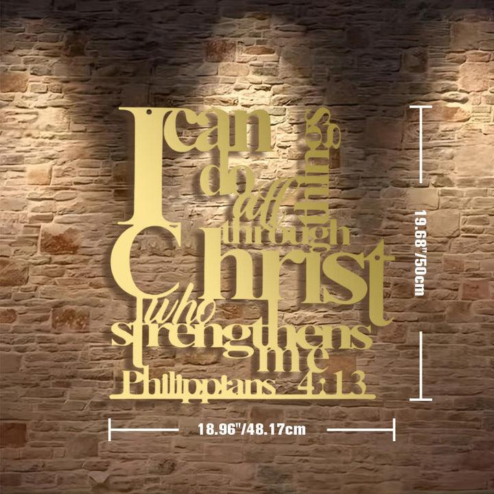 Christianartworkshop Philippians 4:13 I Can Do All Things Metal Wall Decor: Christ’s Strength for Your Walls - 18.96"*19.68"*0.05 "/48.17*50*0.12cm - Golden - image 24