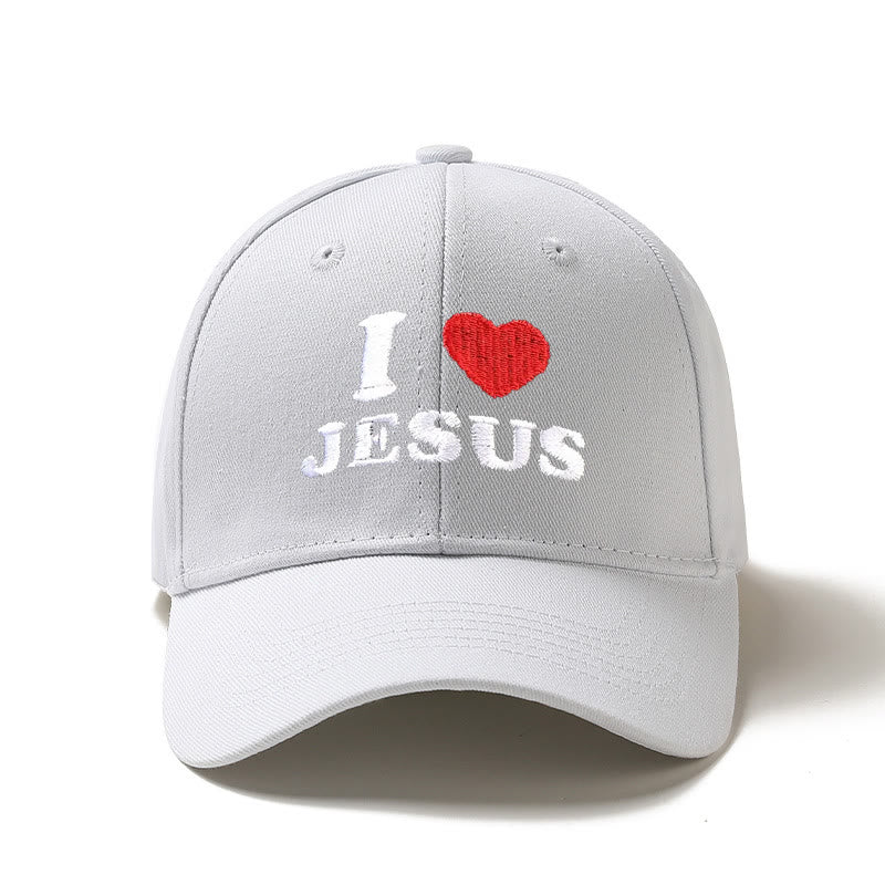 Christianartworkshop I Love Jesus Heart Letter Embroidery Adjustable Baseball Cap - White - image 4