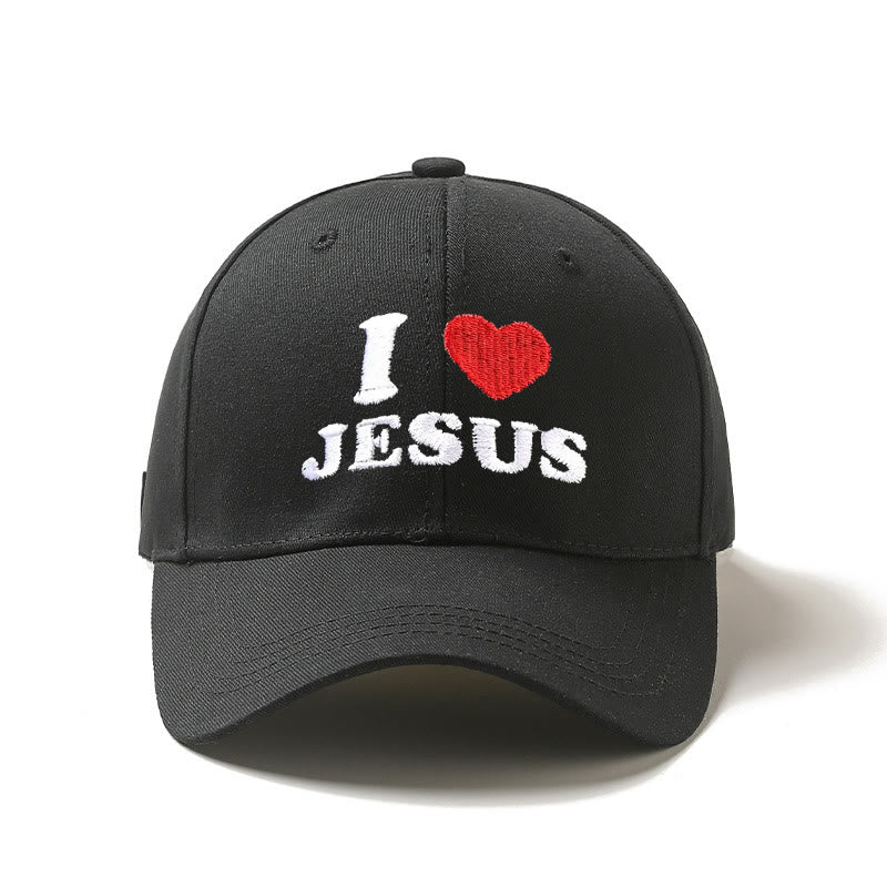 Christianartworkshop I Love Jesus Heart Letter Embroidery Adjustable Baseball Cap - Black - image 0