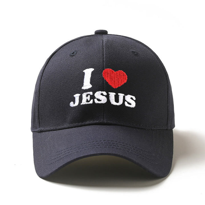 Christianartworkshop I Love Jesus Heart Letter Embroidery Adjustable Baseball Cap - Navy Blue - image 6